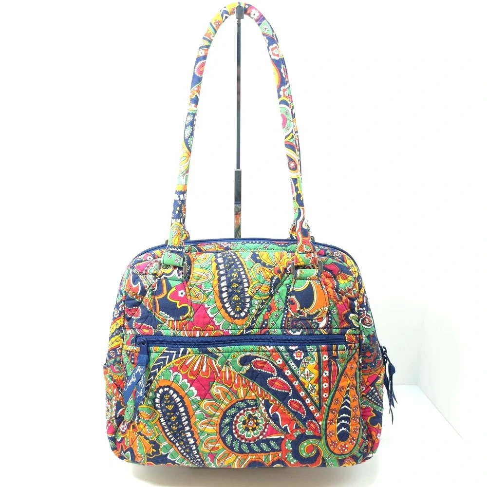 Vera Bradley Turnlock Satchel Bag Venetian Paisley Multicolor Quilted Handbag